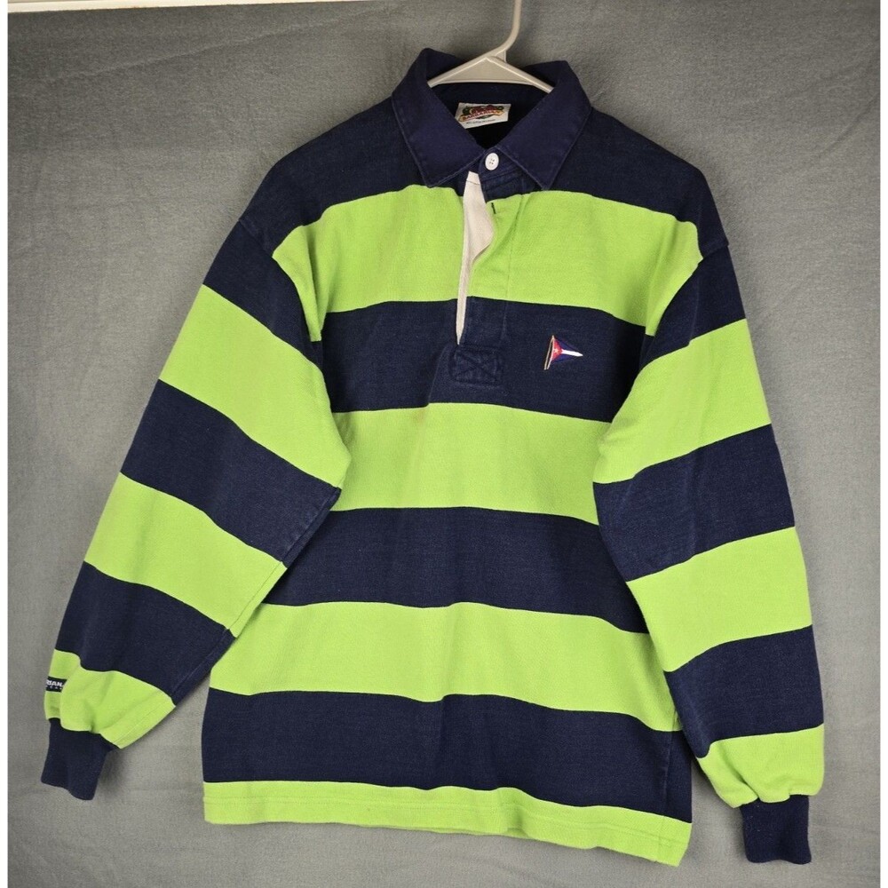 Vintage 90s Barbarian Rugby Wear Polo Shirt Men's Large Striped Rugby USA Sports